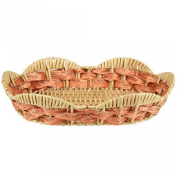 Корзина-сухарница плетеная Береста 33х24см h7,5см, полипропилен, карамельный, ажурный край, металлический каркас, форма овальная (Китай) - Домашняя мода фото 2