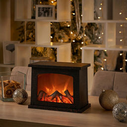 ULD-L2821-005/DNC/RED BLACK FIREPLACE Светильник светодиодный Камин с эффектом пламени, питание от батареек 3АА (не в/к) или USB (в/к), 28х21см. 5 светодиодов. Корпус черный. TM Uniel