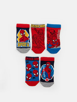 Spider-Man Desenli Erkek ?ocuk Patik ?orap 5li