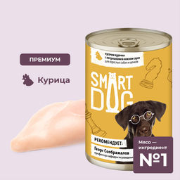 Консервы для взрослых собак и щенков кусочки курочки с потрошками в нежном соусе 22ел16 43726