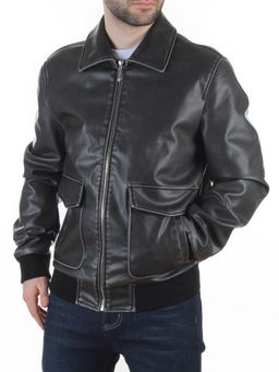 258209846 DK. GRAY Куртка мужская демисезонная (эко-кожа)