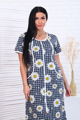 Халат женский на молнии с карманами, ромашка, серый (893-1) - Плиона фото 13