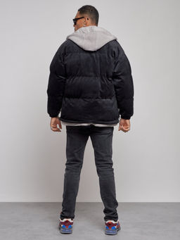 Плюшевая куртка мужская с капюшоном молодежная черного цвета 28117Ch - Mtforce фото 5