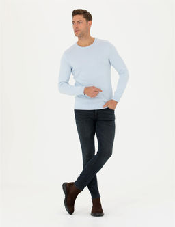 A__k Mavi Slim Fit Bisiklet Yaka Basic Triko Kazak - Pierre cardin фото 4