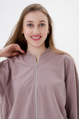 Бомбер из коттон фита кофе макси - Амадэль фото 10