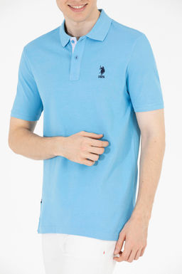 Мужская бирюзовая футболка с воротником поло Basic - U.s. polo assn фото 6