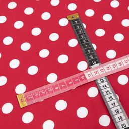 Ткань на отрез штапель 150 см 31-04 Белый горох на красном