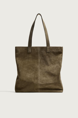 BOLSO SHOPPER PIEL / Verde Caqui