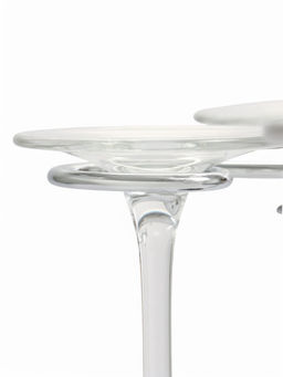 Подставка для бокалов, серебристая с коричневым основанием, на 6 бокалов