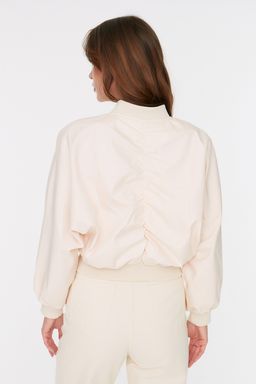 TRENDYOLMILLA Bej Oversize Buzgu Detayl? Su Itici Bomber Ceket Mont TWOSS22MO0099  фото 19