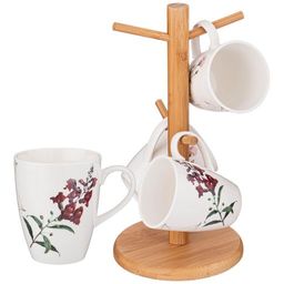 НАБОР ИЗ 4 КРУЖЕК BRONCO MEADOW НА ДЕРЕВЯННОЙ ПОДСТАВКЕ 300 МЛ  фото 3