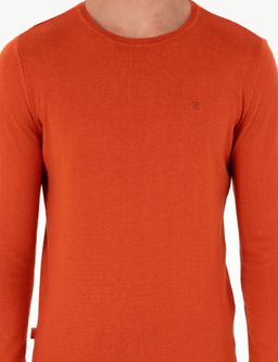 Turuncu Slim Fit Bisiklet Yaka Basic Triko Kazak - Pierre cardin фото 6