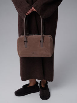 Замшевая сумка Cube DBR 31333 серо-коричневый  фото 5