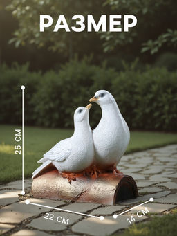 Садовая фигура из полистоуна «Голуби Пара на трубе», 25×14×22 см