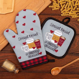 Кухонный набор 2 прихватки Этель Coffee , прихватка 17х17 см, варежка 24х16 см, 100% п/э