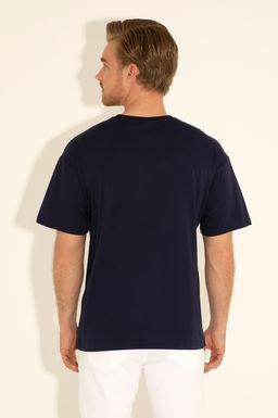 Erkek Comfort Fit Bisiklet Yaka Lacivert Ti__rt