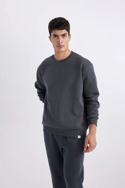 Базовый свитшот Oversize с круглым вырезом - Defacto фото 4