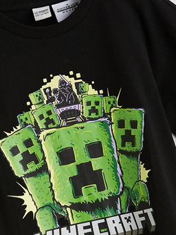 Bisiklet Yaka Minecraft Bask?l? Erkek ?ocuk Ti??rt