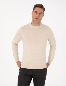 Krem Melanj Slim Fit _eyrek Yaka Basic Triko Kazak - Pierre cardin фото 3