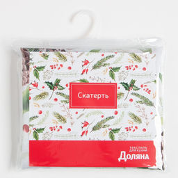Скатерть новогодняя Доляна Шишкин лес 110*145 см, 100% п/э  фото 9