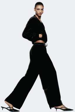 WIDE VELVET TROUSERS - Zara фото 3