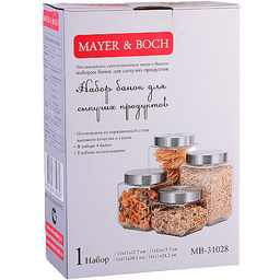 31028 Набор банок для сыпучик продуктов 4пр стекло/нерж/ст MB (х4) - Mayer&boch фото 5