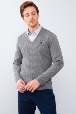 Erkek Gri Melanj Basic Kazak