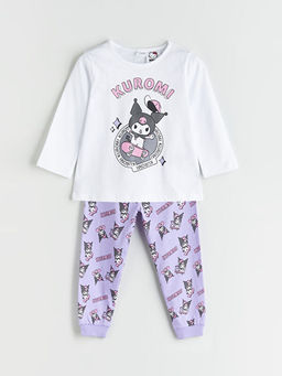 Bisiklet Yaka Kuromi Bask?l? K?z ?ocuk Pijama Tak?m?