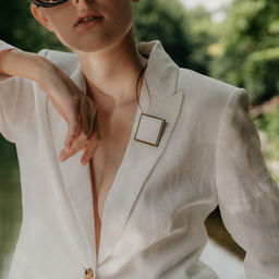 Брошь Белый квадрат - Orgalica фото 3