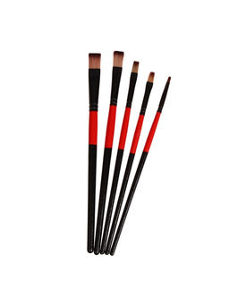 Набор кистей для рисования, нейлон, 5 штук, плоские, прямые, международный размер