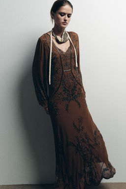 LIMITED EDITION BEADED GEORGETTE DRESS - Zara фото 3