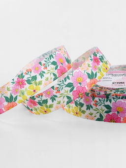 Лента репсовая Сад цветов, 25 мм, 231 м, разноцветная