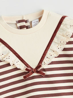 Bebe Yaka ?izgili K?z ?ocuk Sweatshirt ve Tayt