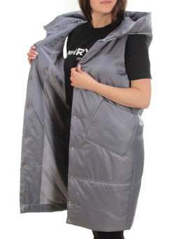 M006 GRAY Жилет женский демисезонный (100 гр. синтепон) - Фабричный китай фото 7