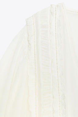 ZW COLLECTION ROMANTIC LADDER STITCH SHIRT - Zara фото 7