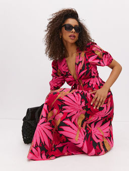 Платье миди из хлопка с объемными рукавами - TO BE ONE фото 2