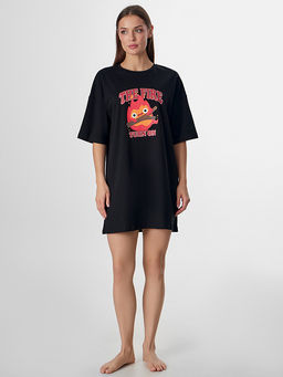 Туника домашняя женская черная с надписью