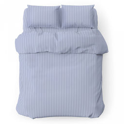 Постельное белье, комплект 2-х спальный "Серый" 4 предмета: пододеяльник 175х215см, евро-простыня 220х240см, 2 наволочки 70х70см с клапаном-запахом, бязь "Страйп" 121г/м2, хлопок 100%, упаковка "классическая" ПВХ 32х41см, "Домашняя мода" (Россия)