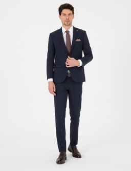 Lacivert Ex. Slim Fit Tak_m Elbise