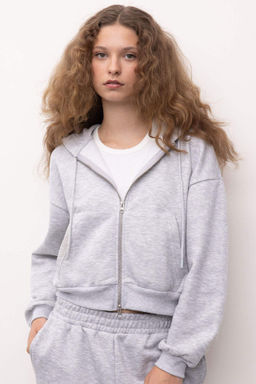 Coool Standart Fit Kapusonlu Basic Duz Kanguru Cepli Fermuarl? Siyah Sweatshirt - Defacto фото 3