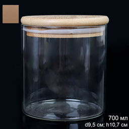 Банка для сыпучих Бамбуковая кр d95/10,5см 700мл S0209510B стекло арт.698770