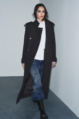 ZW COLLECTION LIMITED EDITION LONG WOOL COAT - Zara фото 6