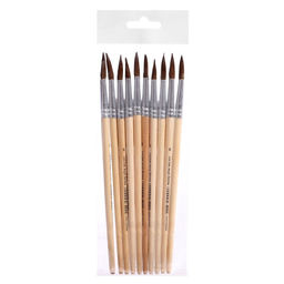 Цена за 10 шт. Кисть для рисования, белка, № 8, круглая, деревянная ручка, международный размер