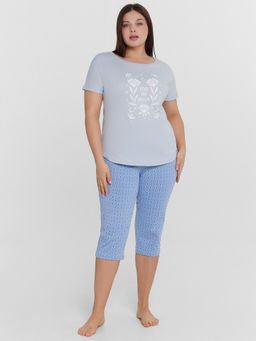 Пижама женская голубая с принтом Find the dream