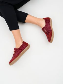 Босоногие туфли 188.natabr.Бордовый джангл+бордовая замша