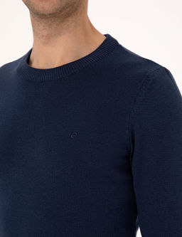 A__k Lacivert Slim Fit Bisiklet Yaka Basic Triko Kazak - Pierre cardin фото 7