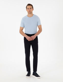 Lacivert Slim Esnek Jogger Fit Kanvas Pantolon
