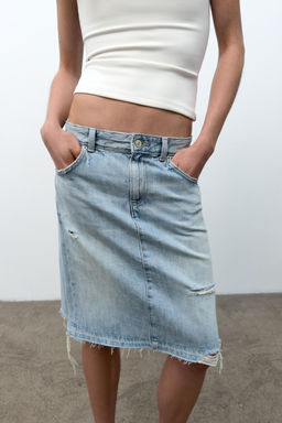 FALDA DENIM TRF ROTOS / Azul claro - Zara фото 3