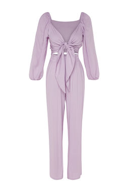 Plaj Giyim Lila Dokuma Baglama Detayl? Bluz-Pantolon Tak?m TBESS23AU00072 - Trendyolmilla фото 6