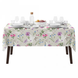 Скатерть 120х145см "Лето", длина стола до 105см, на 4 персоны, рогожка 171г/м2, хлопок 100%, упаковка классическая 28х41см, "Домашняя мода" (Россия)